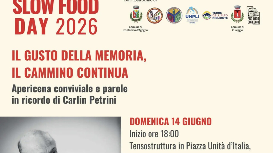 Slow Food Day 2026, la Condotta delle Colline Novaresi ricorda Carlin Petrini